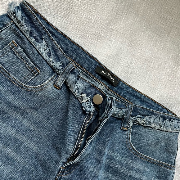 Banjul Frayed Asymmetrical Frayed “Preloved” Jeans Size:Large - Picture 8 of 9